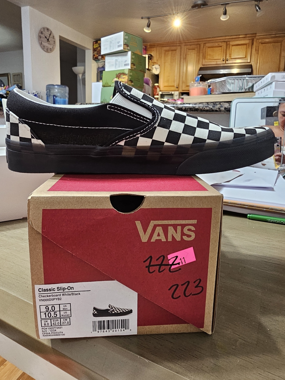 Vans Checkerboard Slip-On Loafers in Black and White